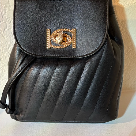 Bebe Black Quilted Backpack with Keychain. - Picture 12 of 12
